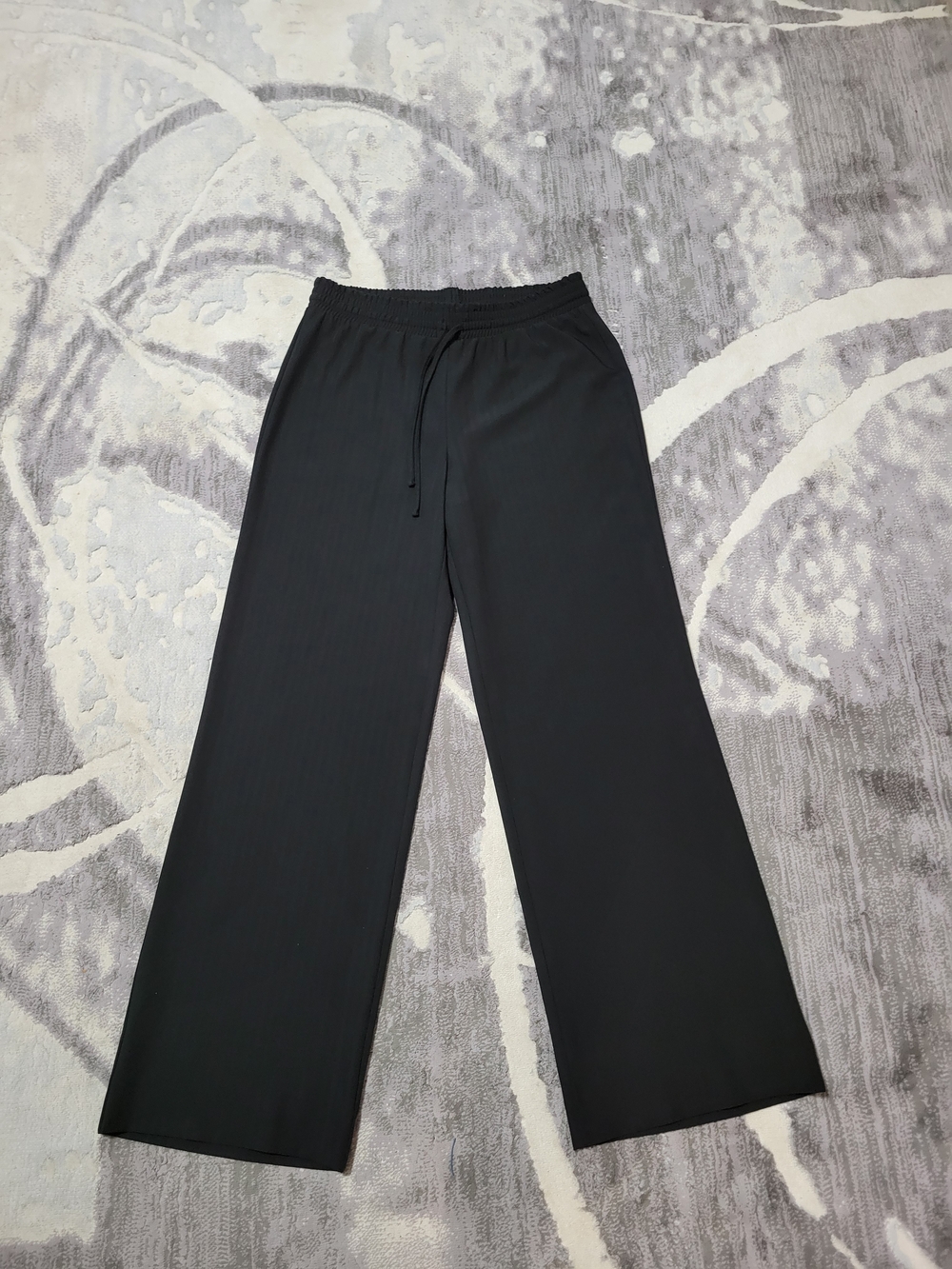Le Chateau Black Wide-Leg High-Rise Women's Dress Pants with Drawstring Waist